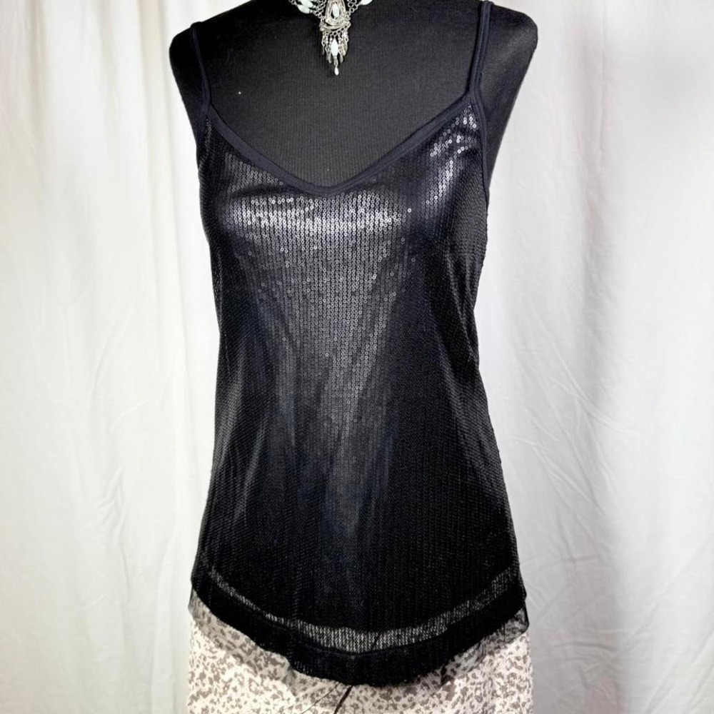 Michael Stars Black Sequin Cami Top – Size S – Y2K Party Tank